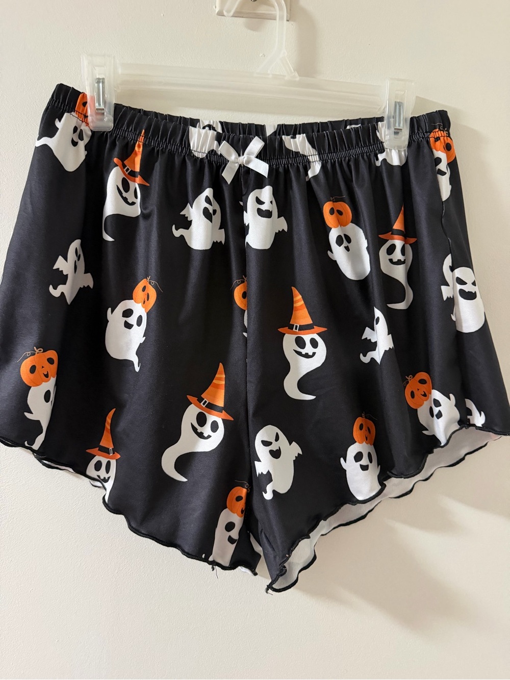 Halloween Ghost Print Black Women’s Athletic Lounge Shorts